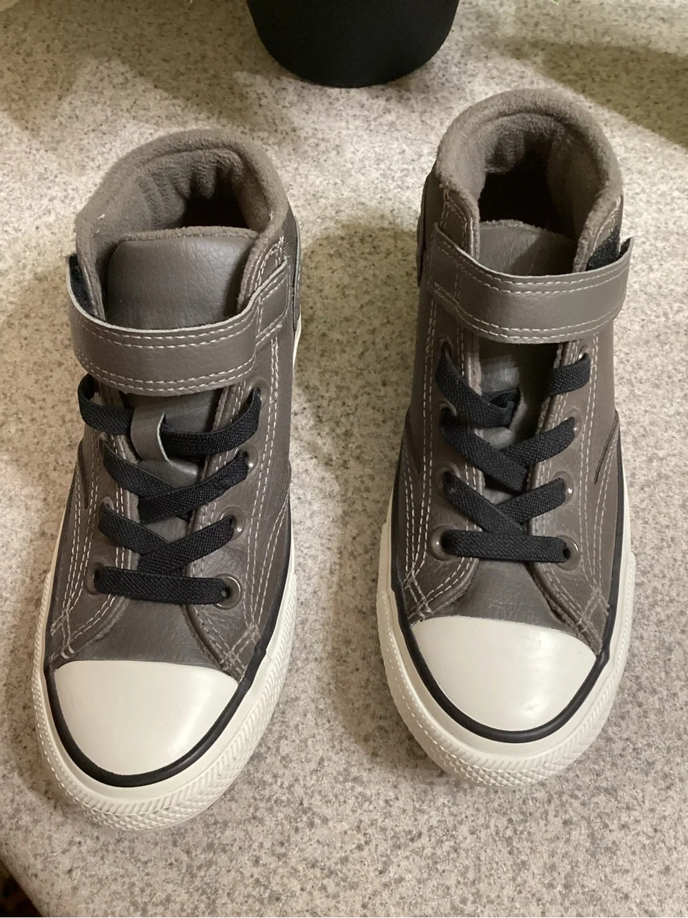 Converse Kids Gray High-Top Sneakers with Orange Heel Tab